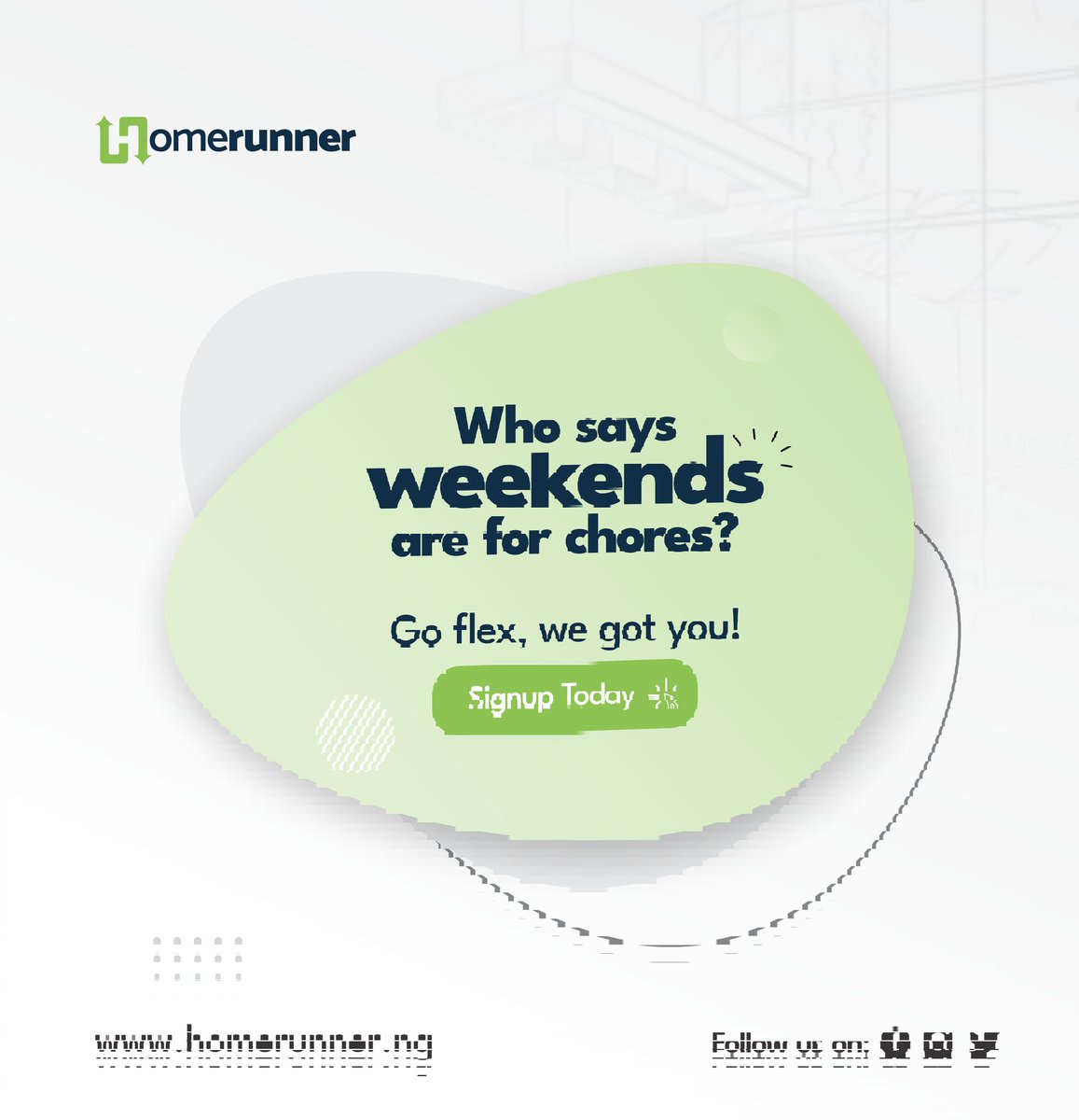 Runner_ng's tweet photo. What do you have to do this weekend?
Go do it!

We got your home covered!

Sign-up today

#Homieapp #Homerunner #easyliving  #SmartLiving #Ikeja #Lagos #BreakingNews https://t.co/Rr1mwS7dLg