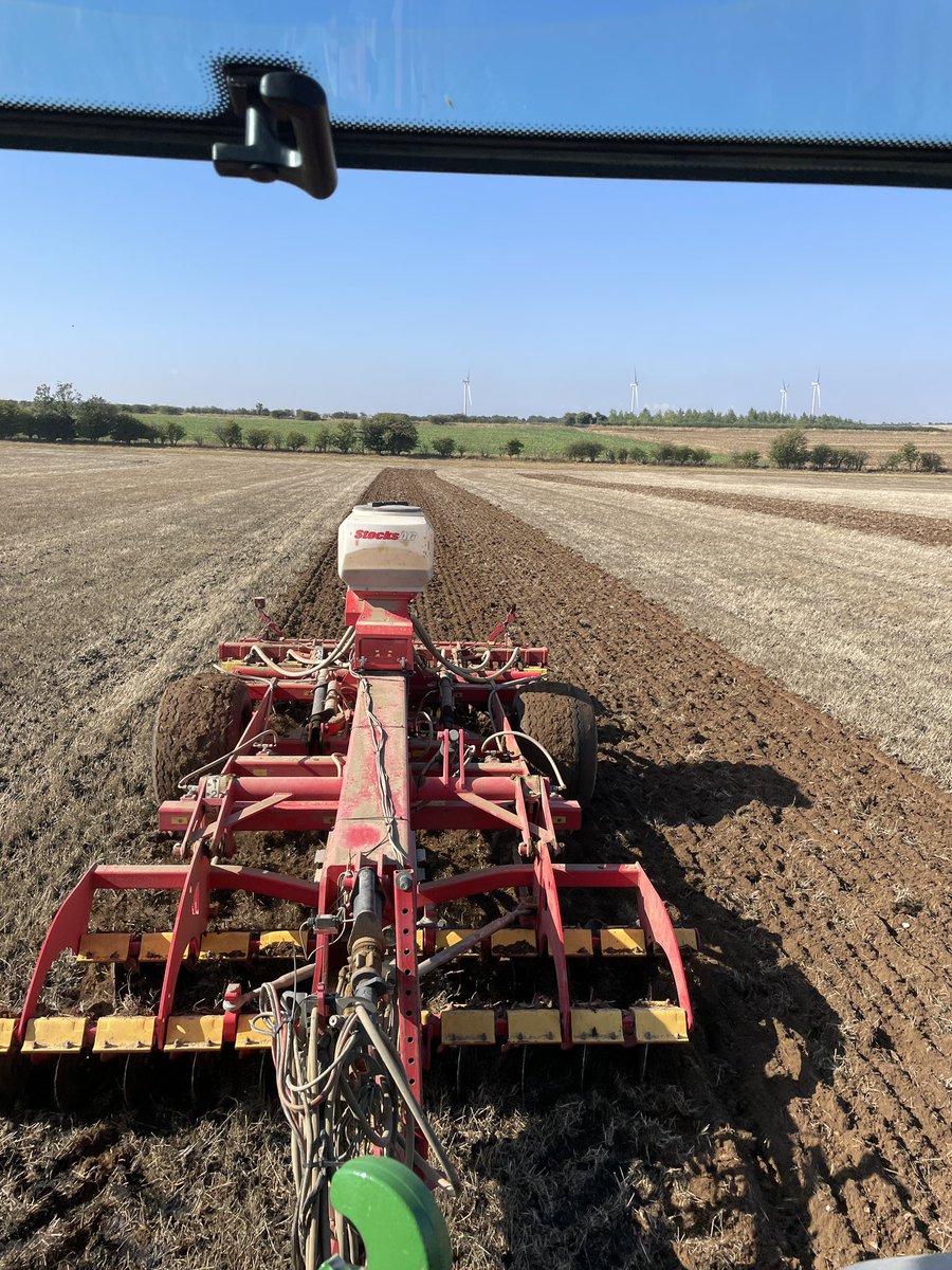 zorchman's tweet photo. Finally we got a decent rain yesterday so a month late @LGSeedsUK Aurelia is coming out of the bag. #osr #ukfarming #ukagriculture #vaderstadtopdown #johndeere #backtoblueskies https://t.co/VmSibVB4QQ