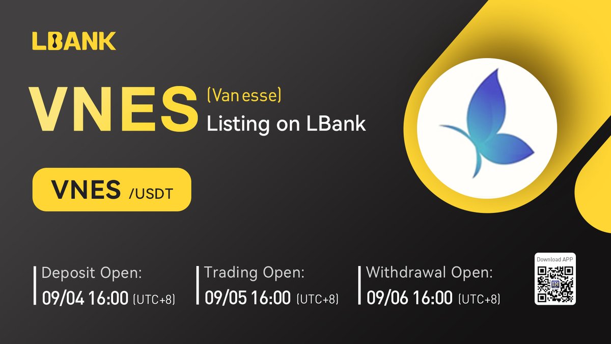 🌈 New #listing

⛵️ $VNES(Vanesse) will be listed on LBank！<a href="/vanesse1317/">Vanesse_official</a>

The Vanesse project is the first token for holders to participate in real estate, automobiles,and luxury auctions with VNES tokens.

 👉 Details: bit.ly/3Tjv9OD