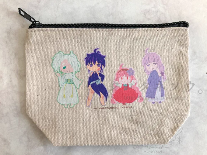 「アザミの森」キャンバスデイリーポーチ(S) | クロタネソウ。BASE  実物の写真を追加しました!プリント部分の拡大と、気になるジッパー周りの作りがよく見えるようにしてみました裏地は付いておりませんので、ご了承のうえ購入をご検討くださいませ。#いちたみ4 