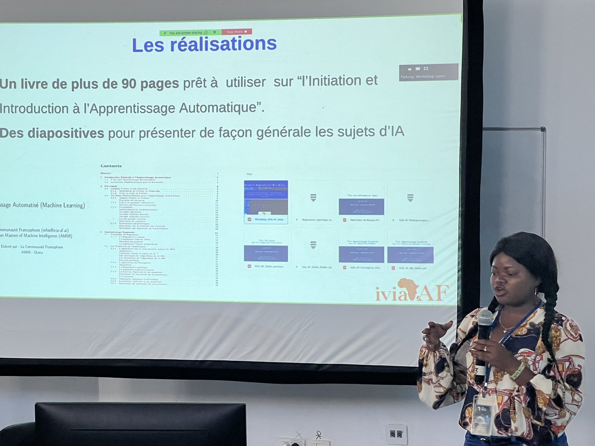 yuehgoh's tweet photo. We have a book on ml in French coming out soon by @IviaAf trop cool 🤩🥳🥳🥳🥳 it was announced by @NyungaBerthine when presenting the amazing work of the association @DeepIndaba #Masirouna #DLIndaba2022 https://t.co/PXRIIUM3Gi