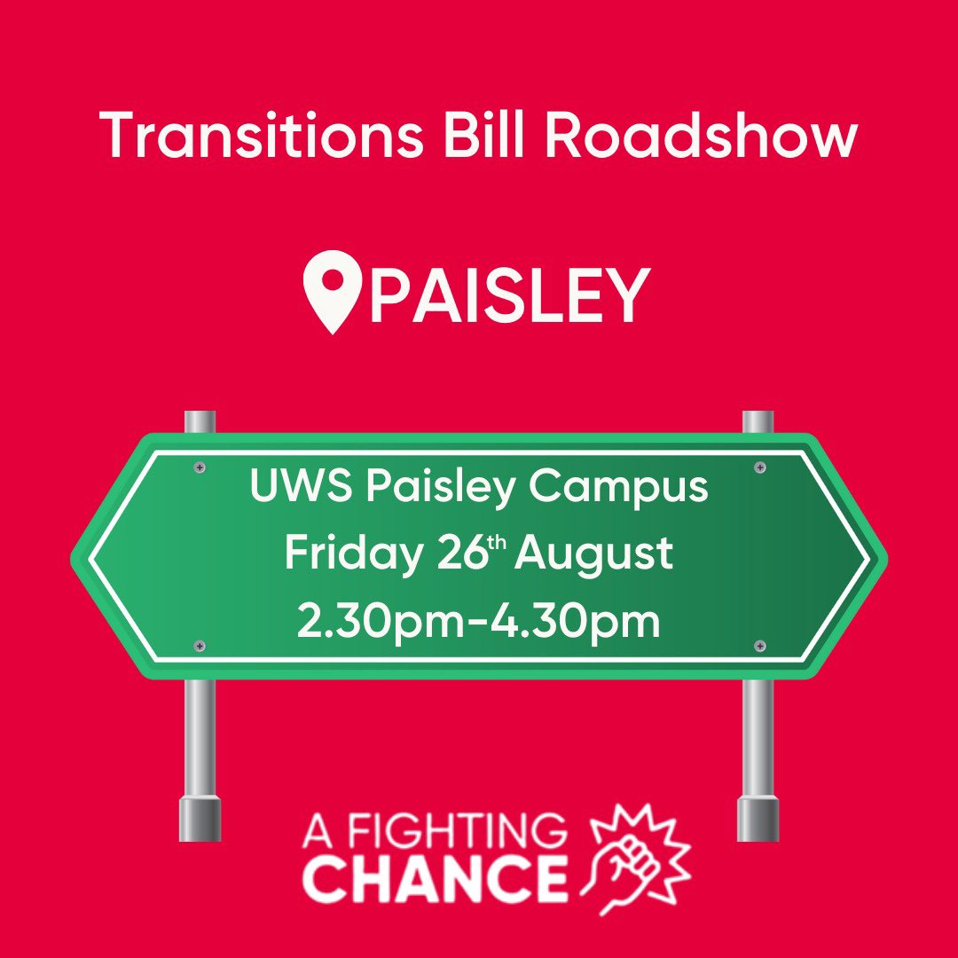 GlasgowPam's tweet photo. We’re in Paisley this morning with the #FightingChances bill!
My colleague @PFOKane and others will be there. If you’ve registered already, we’ll see you there. If not, drop us a DM or email or just turn up this afternoon! https://t.co/hWRnSC00Rd
