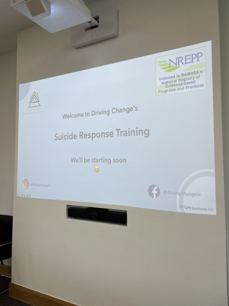 Caitriona_Mac's tweet photo. All set in UCD to deliver our @DrivingChangeie Suicide Response Training to residential managers and assistants with @Kayla_cooley 

Essential training for anyone working on the frontlines #suicideprevention 

Bookings via info@drivingchange.ie https://t.co/zaQBg94bmz