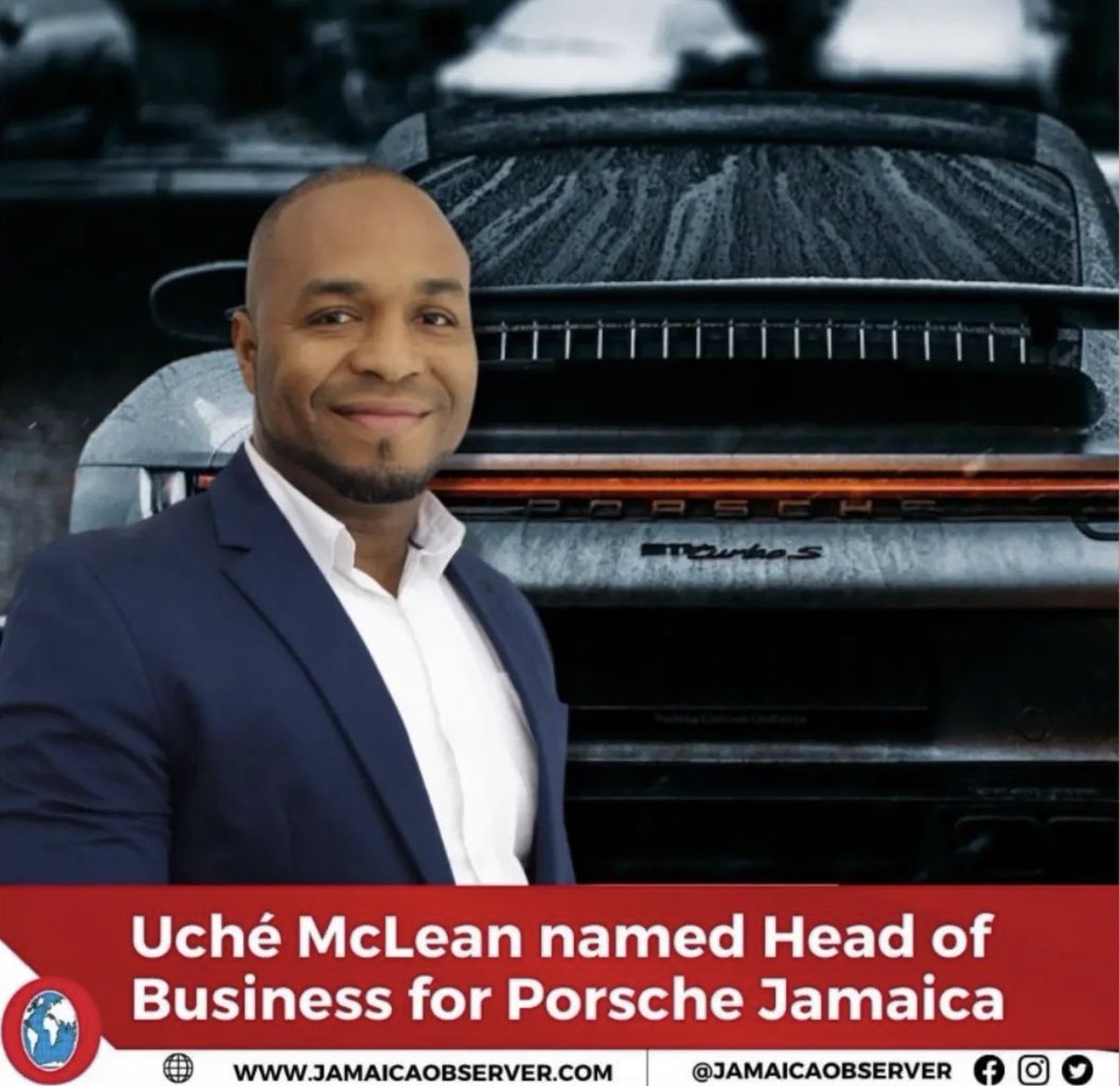 AdamStewart's tweet photo. 🇯🇲 I’m proud to announce that Uche McLean will be the new head of business for Porsche Jamaica. 

https://t.co/GKUIwNeeTc @atlautomotive https://t.co/QA2Ecz05xs