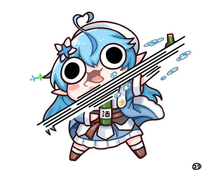 手刀で酒瓶を開けるラミィちゃん#LamyArt 
