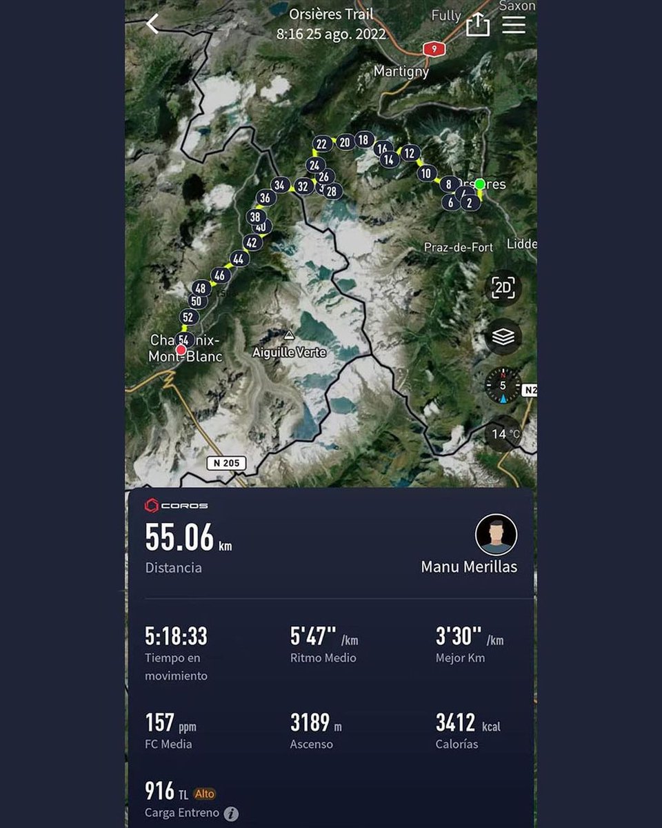 COROSJapan's tweet photo. OCC(55km)で優勝したスペインのCOROSアスリートManuel選手は12%のバッテリー残でレースをスタートし、7%でレースを終えました。(5時間18分33秒)
#VERTIX2 https://t.co/3w1ckbsvPb