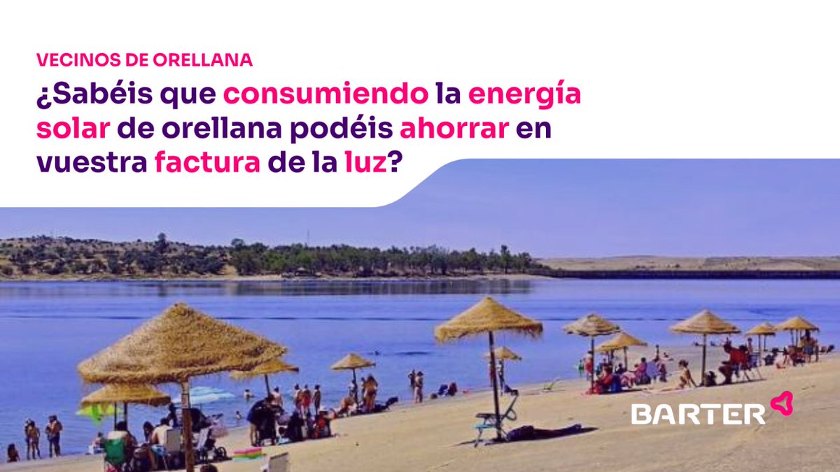 BarterEnergy's tweet photo. Vecinos de #OrellanalaVieja, ya podéis ahorrar en vuestra factura de la luz consumiendo energía solar 🌞 y tranquilos, no necesitáis ningún tipo de inversión en paneles solares🙌🙌
¡Únete a la #comunidadsolar de Orellana! ⭐
Contáctanos
🌍https://t.co/05OyNclZWC https://t.co/0tc8kbqofq