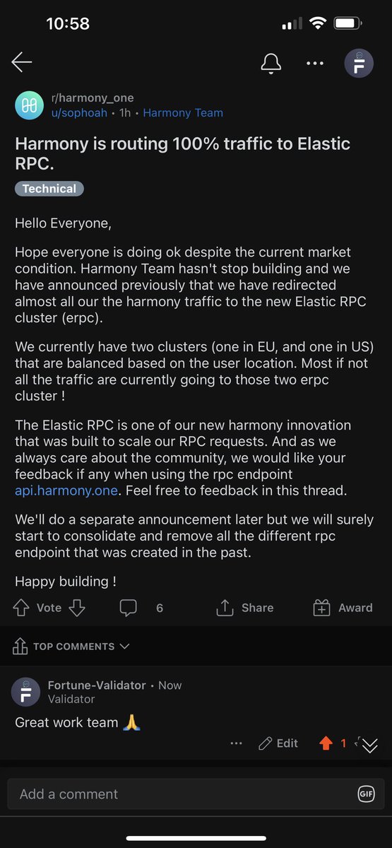 Fortune__ONE's tweet photo. 100% of Harmony $ONE traffic now routed through @harmonyprotocol latest innovation - 🔥 Elastic RPC 🔥

Keep the great work coming - thanks to everyone who worked on this: to name a few @sophoah @leochen @diegonava77 

#HarmonyONE https://t.co/Ya6iHpiw3D