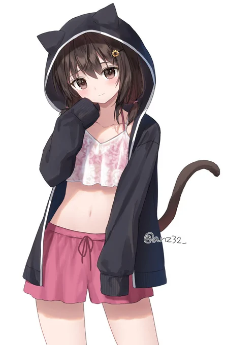 猫耳パーカー×水着 