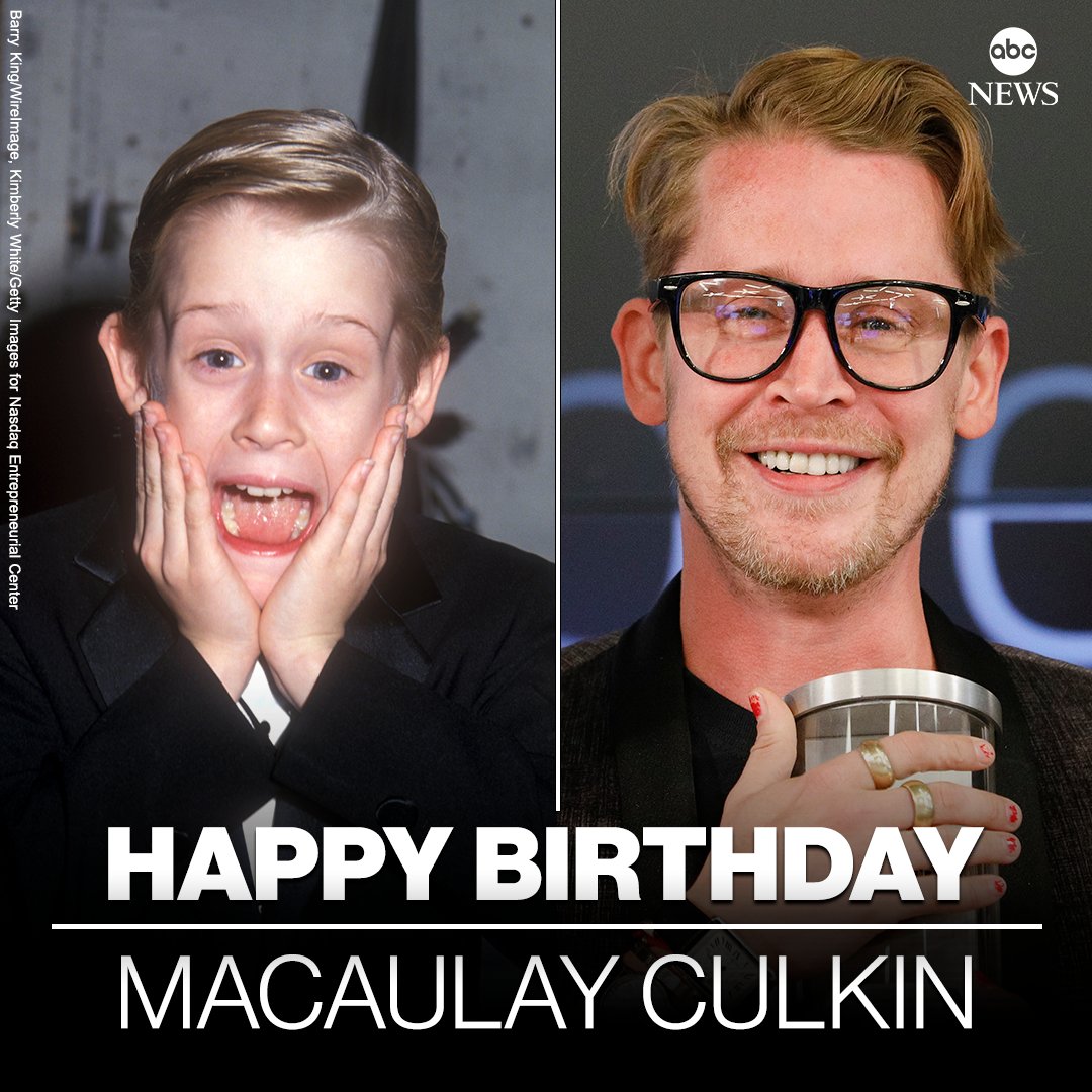 ABC's tweet photo. HAPPY BIRTHDAY: Actor Macaulay Culkin is 42 today. https://t.co/oI8Cbg44MG https://t.co/FbQwLPK4fS