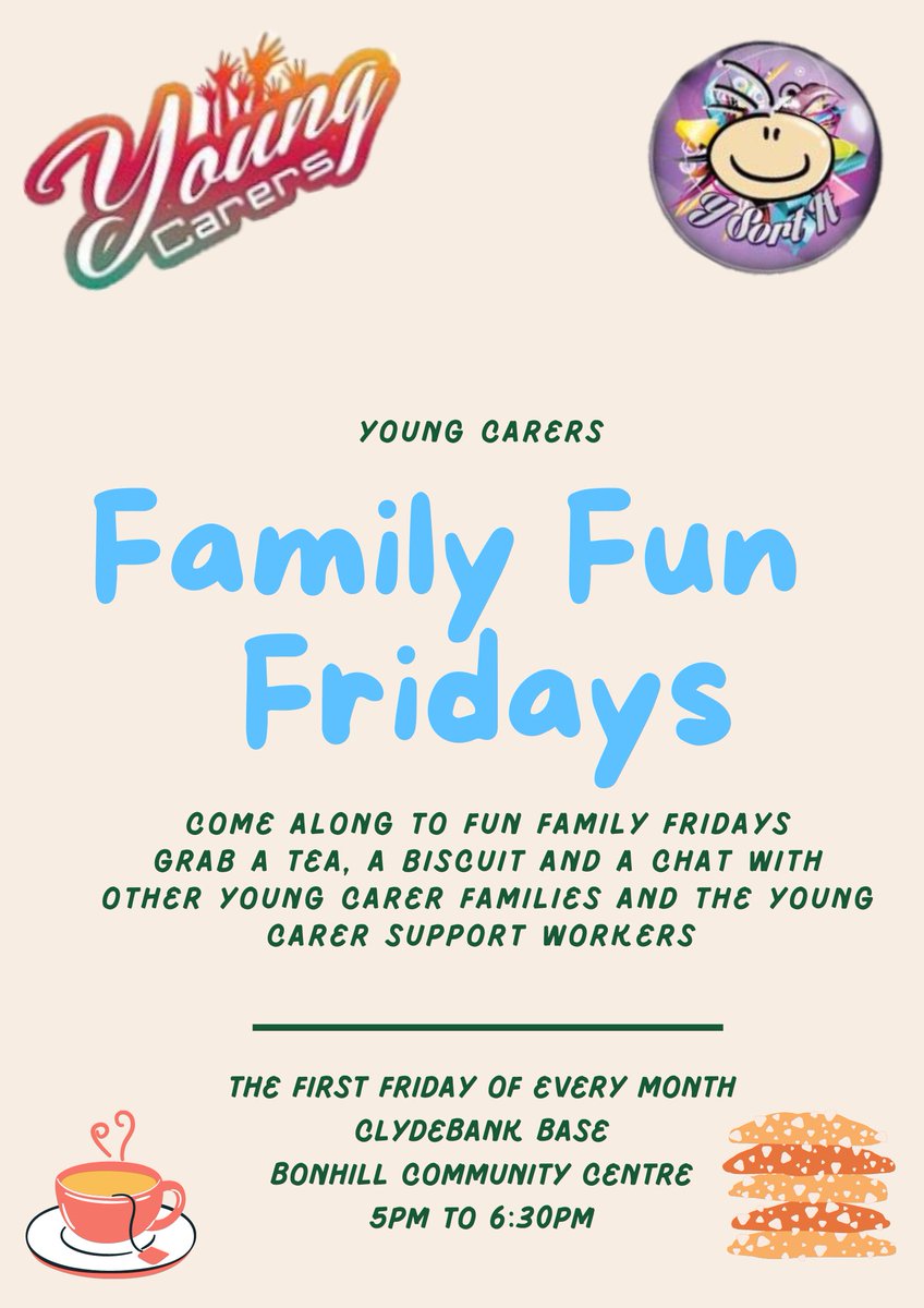 ysortit's tweet image. ☕️Young carers!! 🍰
Family Fun Nights are Back at Bonhill Community Centre for our Young Carer Families!! ☺️ It is a great chance to come in to see the facility, chat with our families and get to know the Young Carer Support Workers #YSIYC
