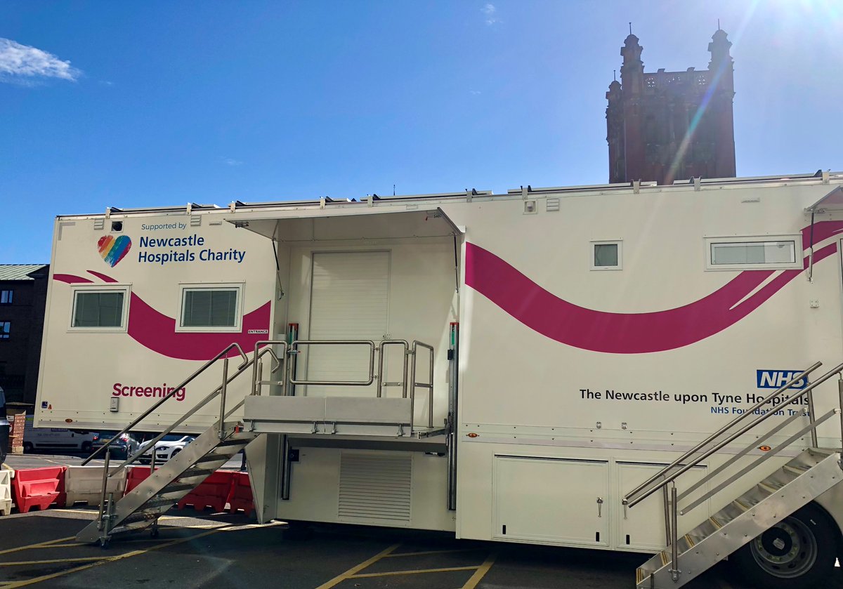 Newcastle_NHS's tweet photo. We are extremely proud to have #funded three new breast screening trailers at @NewcastleHosps ❤️ 
.
The first one recently arrived at the RVI and will soon be sent out into the community, to help more people access potentially life-saving screening 👏 (1/3) https://t.co/5AHdcOae7m