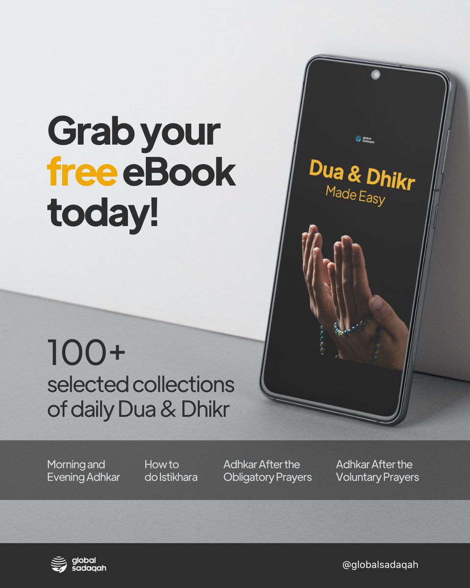 globalsadaqah's tweet photo. SUPPLICATION

Du'a (supplication) is an essential act of worship for every Muslim. There is no worship except that it contains some form of du'a. 

In a hadith, the Prophet ﷺ said that du'a IS ibadah. That is how important du'a is in the life of every Muslims. https://t.co/99KVgukgrr