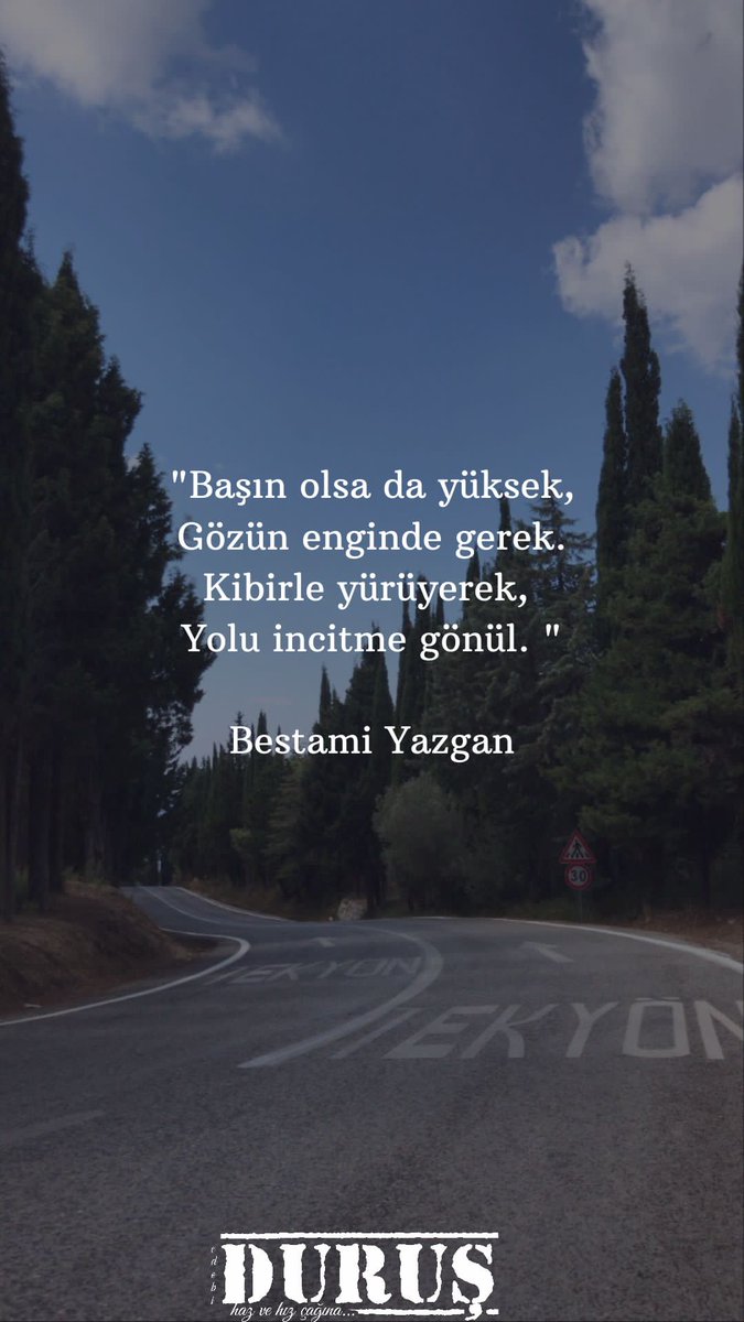 "Başın olsa da yüksek, gözün enginde gerek. Kibirle yürüyerek, yolu incitme gönül."

Bestami yazgan