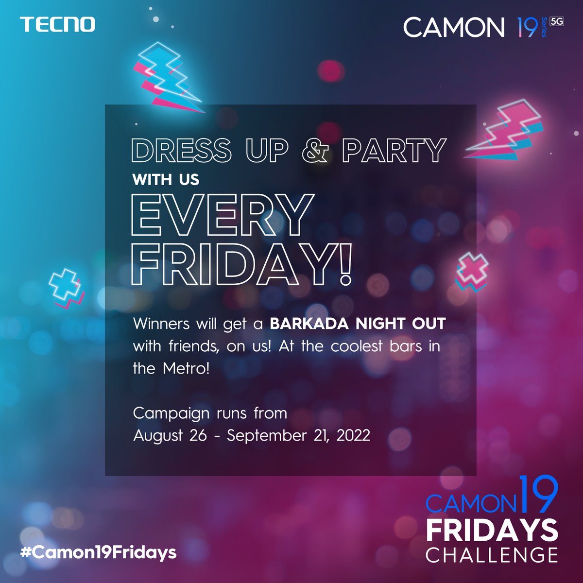 Tecnomobileph's tweet photo. It's time to party! Tag your friends and join our #CamonFridays Challenge. Activate your Twitter accounts now!

Win exclusive access to some of the hottest and coolest nightclubs in the Metro! Plus a night photoshoot on us!

 #YouLookSoGoodTonight https://t.co/l8yTGPffKz