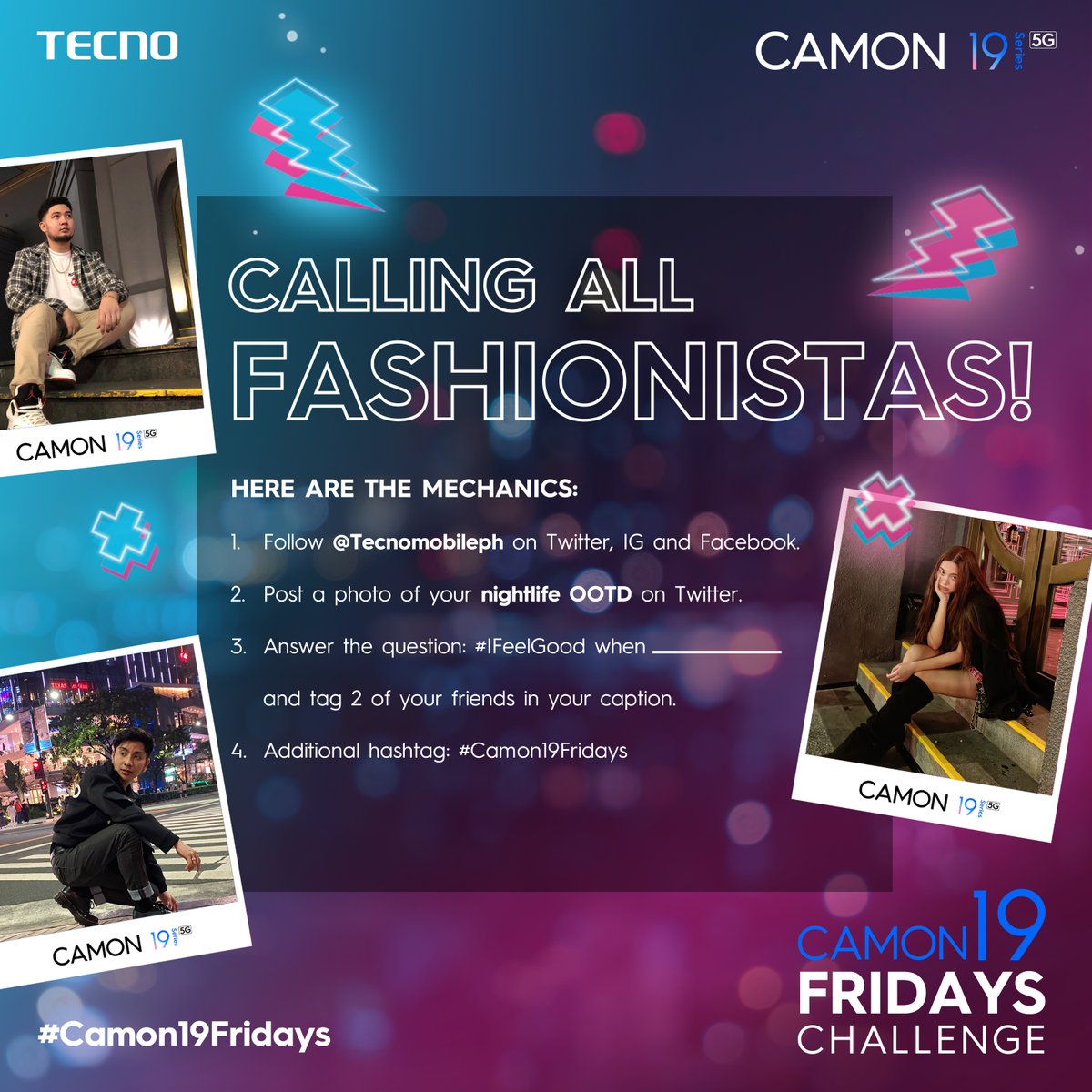 Tecnomobileph's tweet photo. It's time to party! Tag your friends and join our #CamonFridays Challenge. Activate your Twitter accounts now!

Win exclusive access to some of the hottest and coolest nightclubs in the Metro! Plus a night photoshoot on us!

 #YouLookSoGoodTonight https://t.co/l8yTGPffKz
