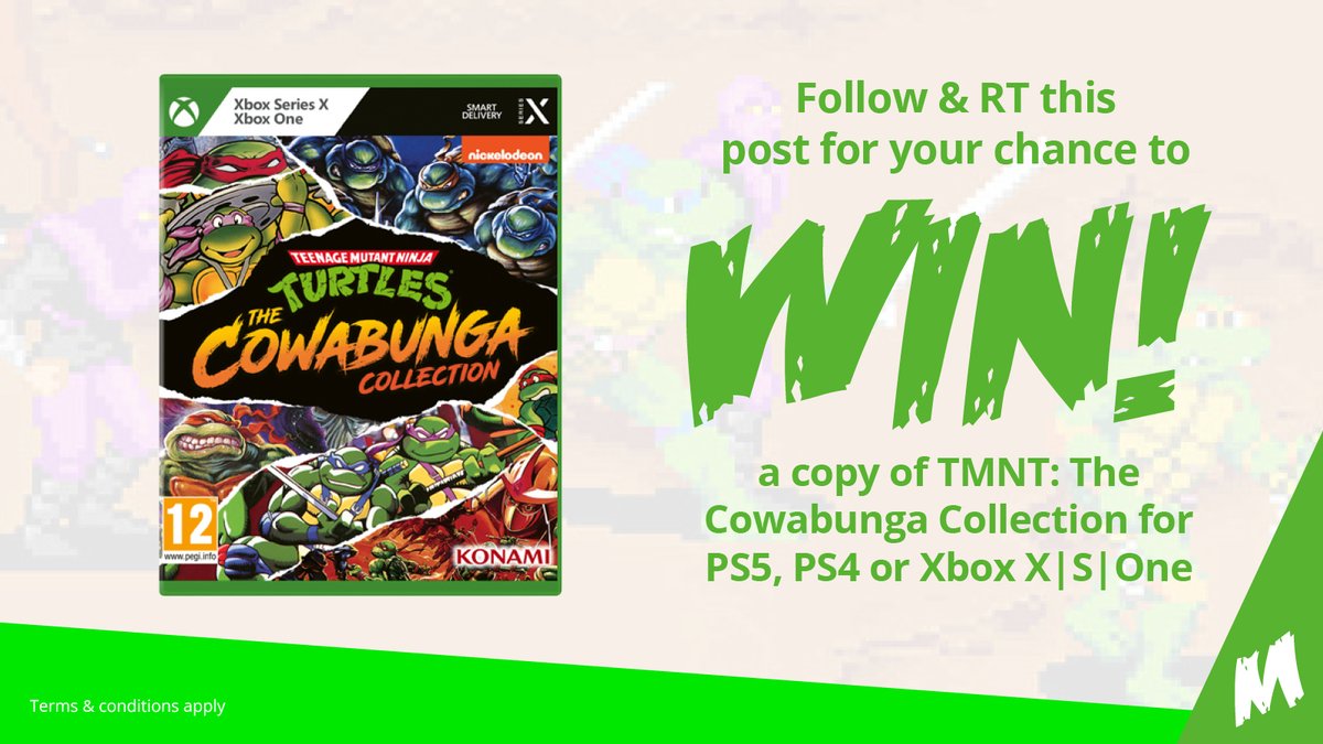 MonsterShopUK's tweet photo. Who's up for a competition? Thought you'd be, dudes! You could #WIN a copy of #TMNTCowabunga Collection for PS5, PS4, Switch or Xbox X, S, One! Cool, huh?! Just follow &amp; RT this post for a chance to win. We'll pick a winner Tuesday 30th Aug '22. Good luck, Monsters! #Cowabunga https://t.co/Fy5PSh76rw