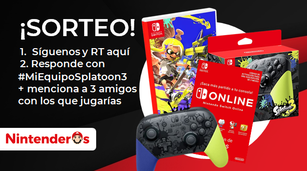 ¡Sorteamos una copia de Splatoon 3 + mando Pro Controller del juego + suscripción a Nintendo Switch Online de 6 meses!

1⃣ Síguenos y RT aquí
2⃣ Responde con #MiEquipoSplatoon3 + menciona a 3 amigos con los que jugarías

¡Suerte! - nintenderos.com/2022/08/sortea…