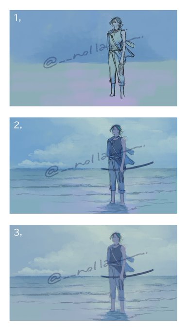#このタグを見た人はラフ画とその完成絵を見せる 