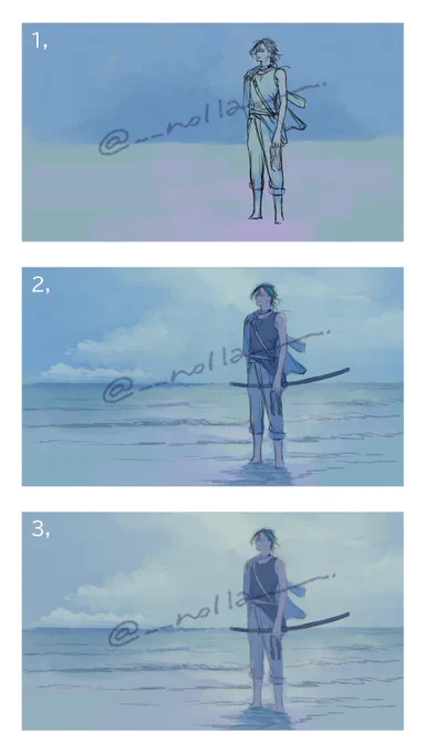 #このタグを見た人はラフ画とその完成絵を見せる 