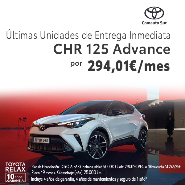 ¿Te gustaría tener un CHR 125 Advance?

En Toyota Comauto Sur estamos realizando entrega inmediata de unidades.

¿Te vas a quedar sin el tuyo?