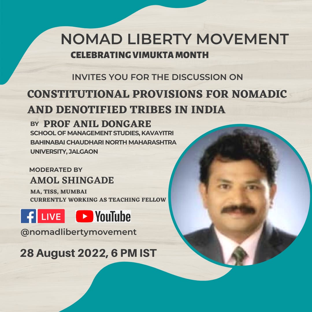 nomad_liberty's tweet photo. Do join on 28th August, 6pm
#NomadicTribesOfIndia
#DenotifiedTribesOfIndia
#CriminalTrihesAct
#NTDnTCommunities
#DalitLiterature
#NomadsOfIndia https://t.co/1oSHw1XYfA