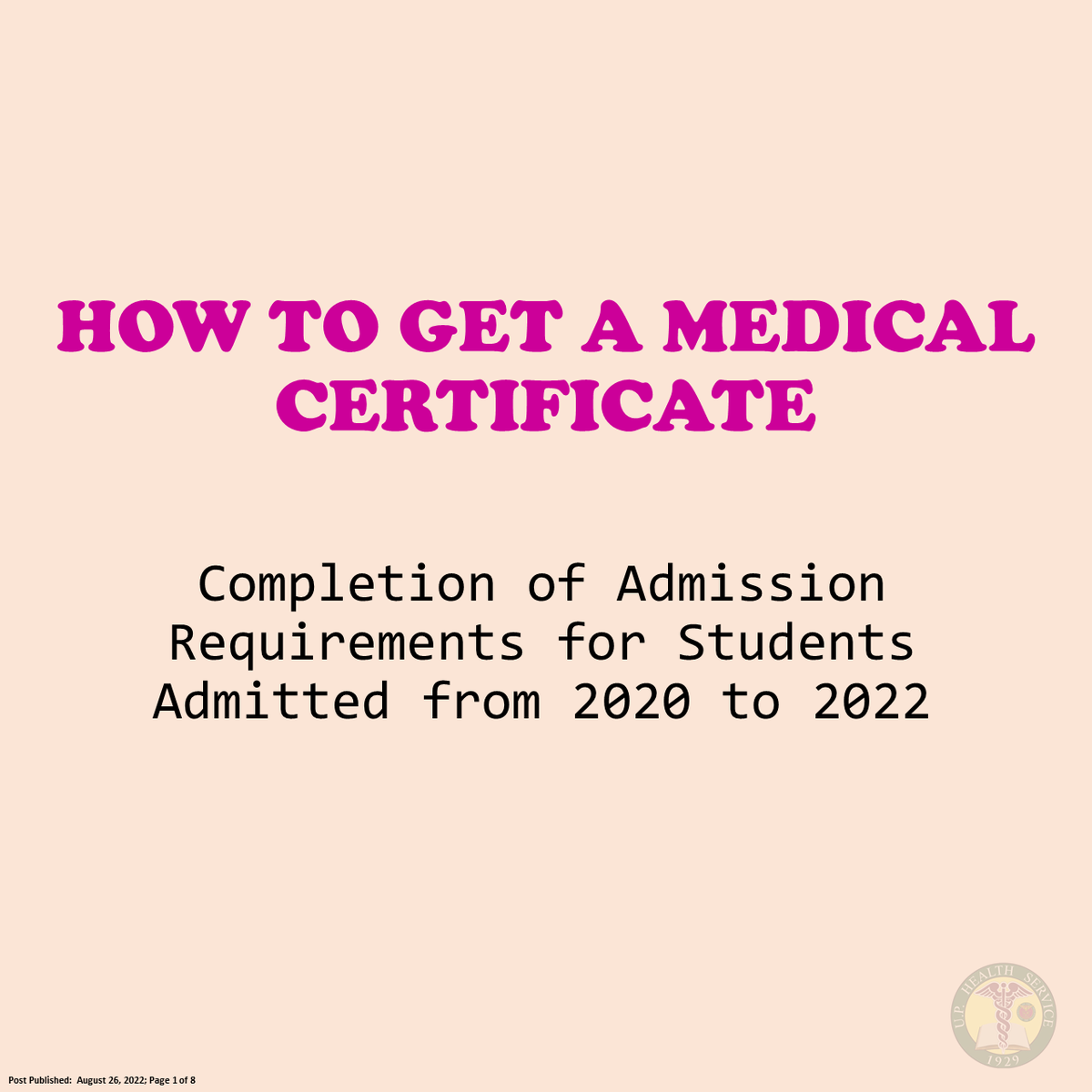 Official_UPD's tweet photo. Ang UP Health Service Pre-Enrollment Health Assessment Committee ay naglabas ng gabay sa pagkuha ng medical certificate bilang admission requirement ng mga mag-aaral na natanggap para sa mga Akademikong Taon 2020 hanggang 2022.

Tingnan ang mga larawan para sa buong detalye. https://t.co/H4u5h6KP0s