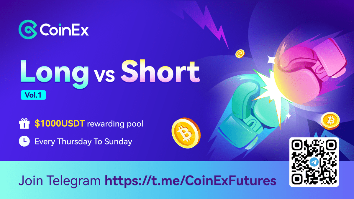 🥊 Long VS Short Vol.1

Predict $BTC/$USDT trading pair price to win prizes! 🤩 

⏰ 25th - 28th Aug
🎁 Win up to $1000 USDT

Join here 👉 gleam.io/VuXcd/long-vs-…

#CoinEx #CoinExFutures