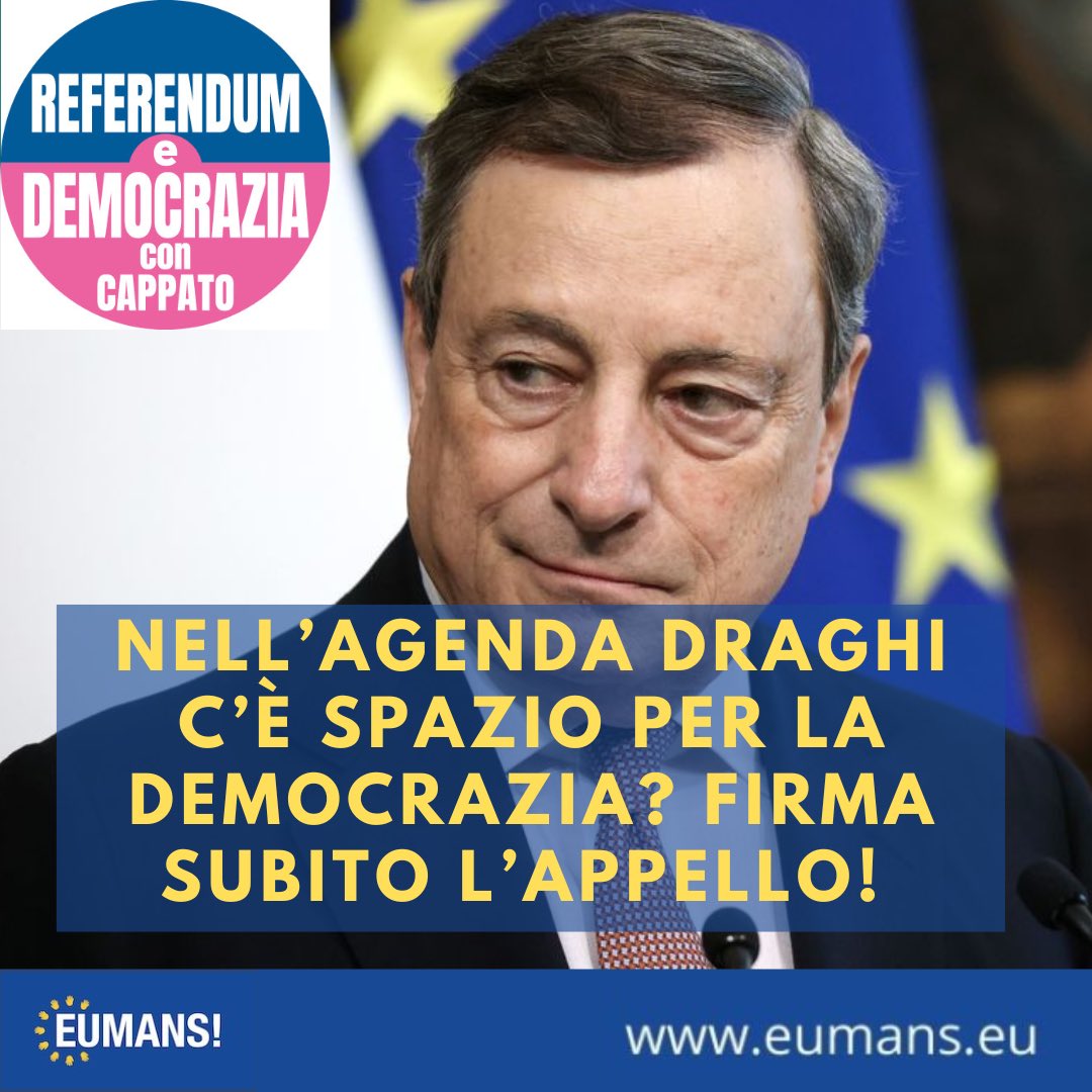🇮🇹 Nell’agenda Draghi c’è spazio per la democrazia? Sono le le ultime ore per una risposta sulla firma digitale.

La firma di 30.000 persone e uno sciopero della fame non sono bastati per convincere Draghi a sanare una discriminazione e ammettere @ListaReferendum alle elezioni