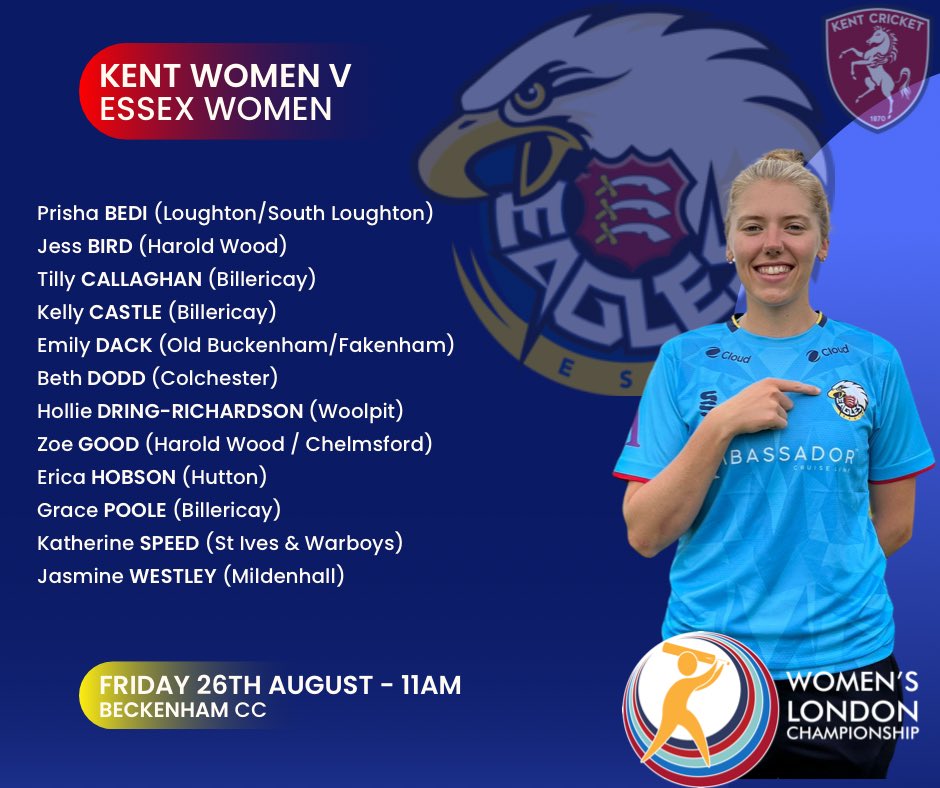 EssexWGPathway's tweet image. LONDON CHAMPIONSHIP

Today we are @BeckenhamCC to play Kent in our last LC50 game of the season 🦅🦅