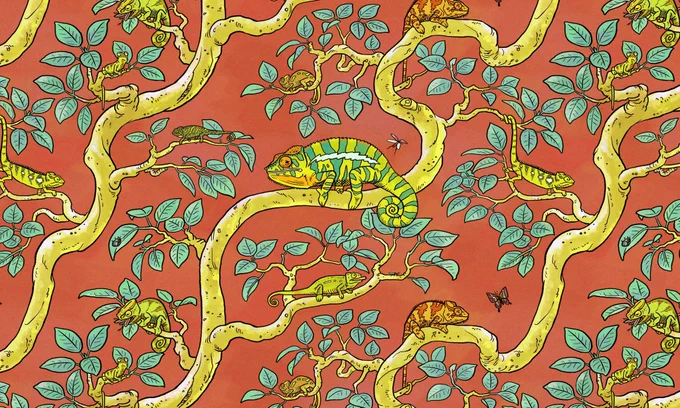 カメレオン・ツリー・パターン#illustration #chameleon 
