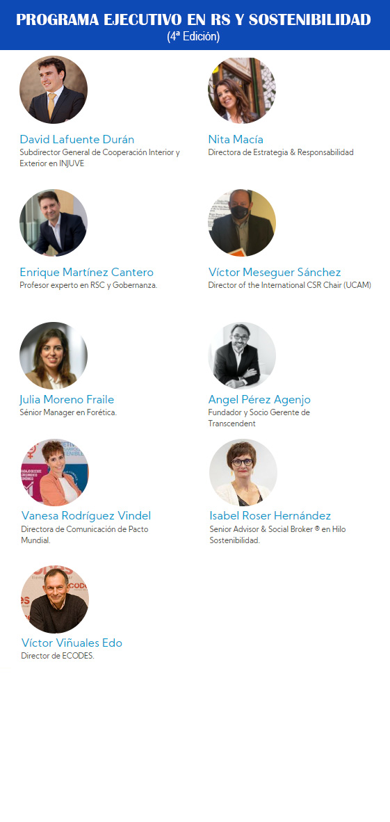 Conoce a nuestros profesores del #PERSS: <a href="/Anamasanro/">Ana López de S.Román</a> <a href="/AnaGascon2016/">Ana Gascón</a> <a href="/davlafuente/">David Lafuente Durán</a> <a href="/fjgarayoaa/">Javier Garayoa</a> <a href="/EnriqueMtnezCan/">Enrique Martínez Cantero</a> <a href="/victormexeguer/">Víctor Meseguer 🌱</a> <a href="/iroser_RSE/">Isabel Roser</a> <a href="/Beaescur/">Beatriz Escudero Rubio</a> <a href="/VanesaRguez/">Vanesa Rodríguez</a> <a href="/vinuales81/">Victor Viñuales</a> <a href="/Jcgaryon/">José Carlos Garcia</a> <a href="/Eugenia_Aq/">M.Eugenia Gª Rincón</a> <a href="/marcosgonzalezm/">Marcos González</a> <a href="/miwiclavera/">Miwi Clavera</a> <a href="/BeaBayo/">Bea_Bayo</a> <a href="/Juliaramendi/">Julia Aramendi</a> <a href="/nita_macia/">Nita Macía</a> <a href="/ManuelArroyoMac/">Manuel Arroyo Macho</a>