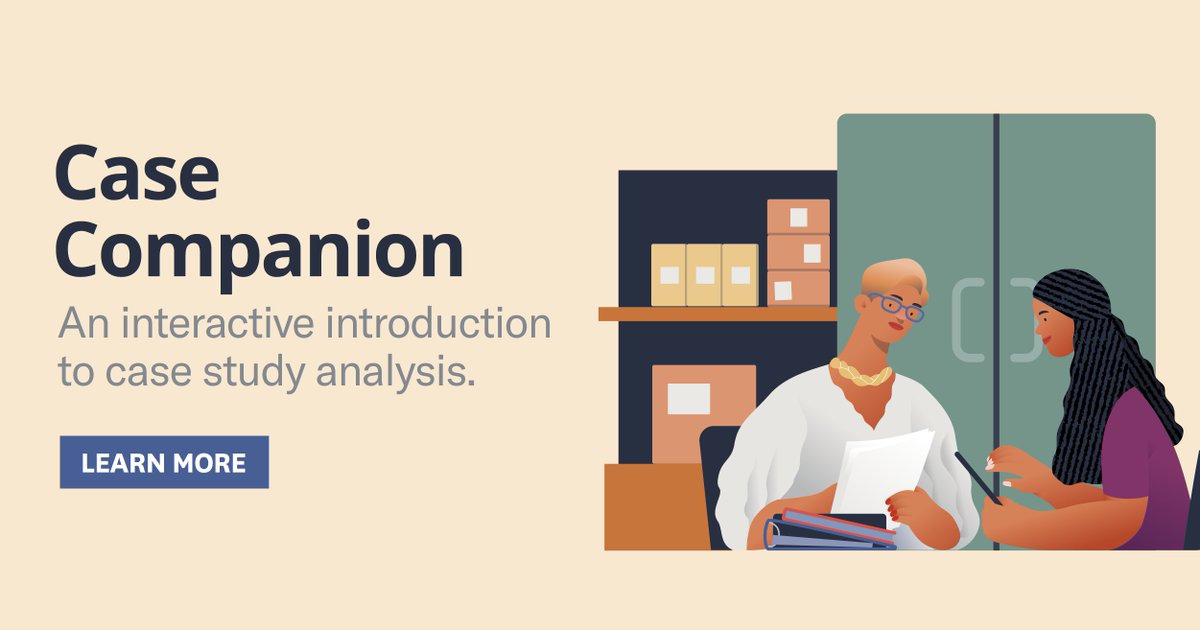 HarvardBizEdu's tweet photo. Do your students need help analyzing cases from class? The Case Companion can help. Learn more here:  https://t.co/nHNqGgjgA0

#HigherEd #CaseMethod #CaseLearning #CaseTeaching #CaseAnalysis https://t.co/7QWp7kqZNR