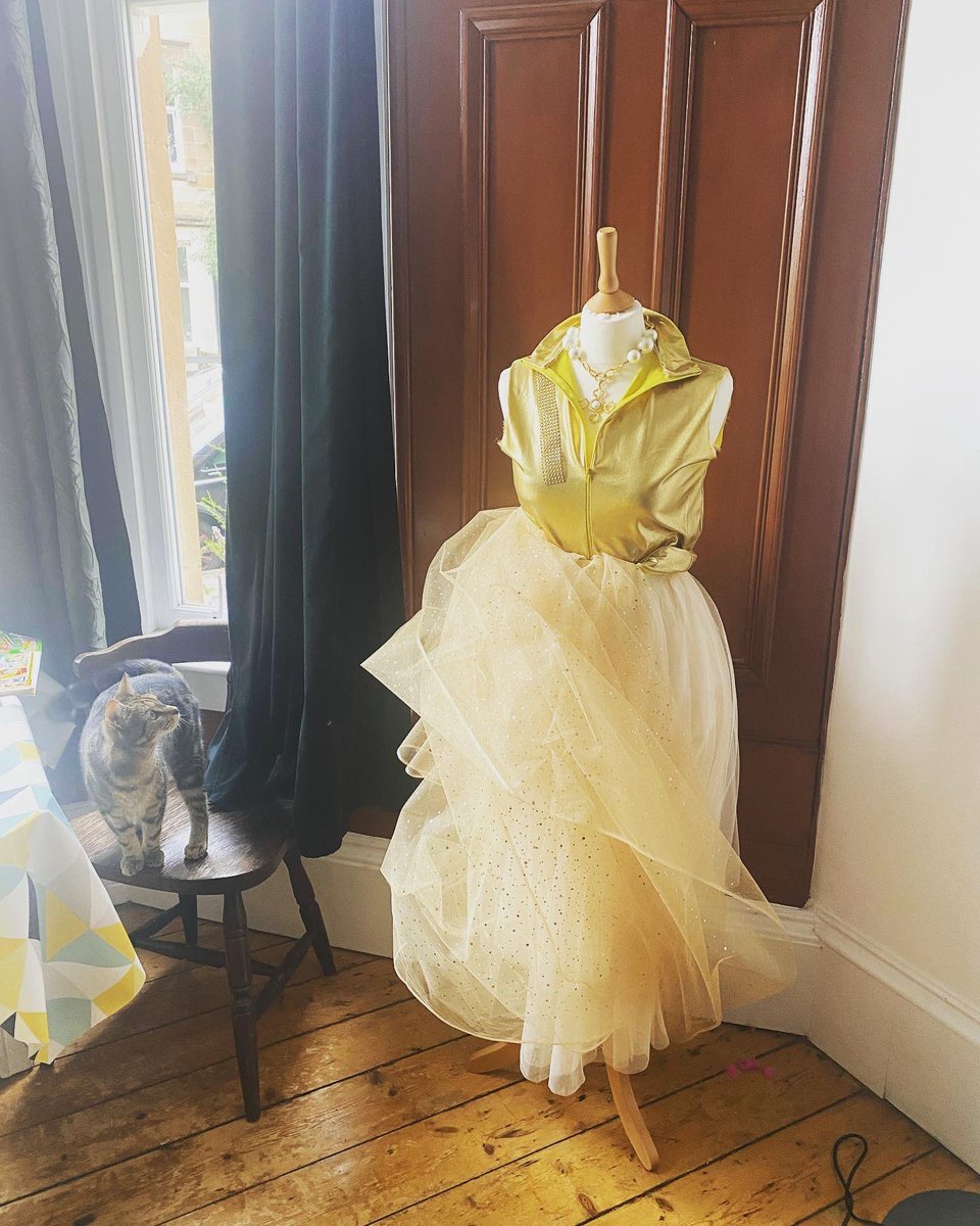 SunriseDances's tweet photo. #nextlevel #queen #costume time to add trim. & keep from #CatsofTwittter absconding w/materials (already been 1 attempt) #workingfromhome #workingmom #anotherdayattheoffice #catapproval πππΌπͺ‘π§΅ https://t.co/mYGISuIa1y