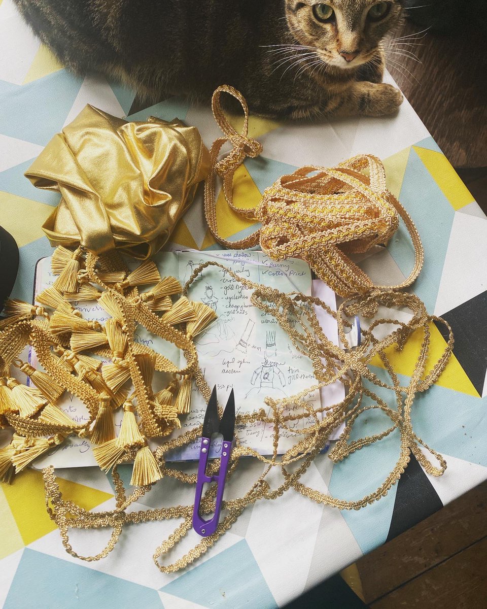 SunriseDances's tweet photo. #nextlevel #queen #costume time to add trim. & keep from #CatsofTwittter absconding w/materials (already been 1 attempt) #workingfromhome #workingmom #anotherdayattheoffice #catapproval πππΌπͺ‘π§΅ https://t.co/mYGISuIa1y