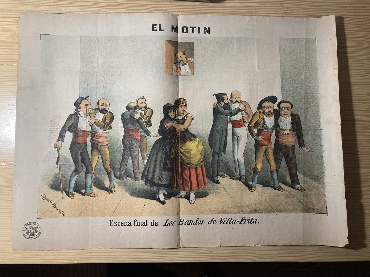 Feliz, porque me termina de llegar esta lámina de El Motín. No soy muy de hilos, por gandul. Pero voy a contar de qué va la caricatura. Tiene su cosa 🧵👇🏻