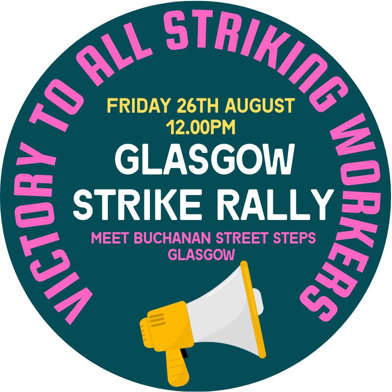 GlasgowStrike's tweet image. Glasgow Strike Rally starting at 12.00pm at the steps on Buchanan Street. Join striking workers and make as much noise as you can! The workers run this city. 💪🏾✊🏾#SupportStrikes