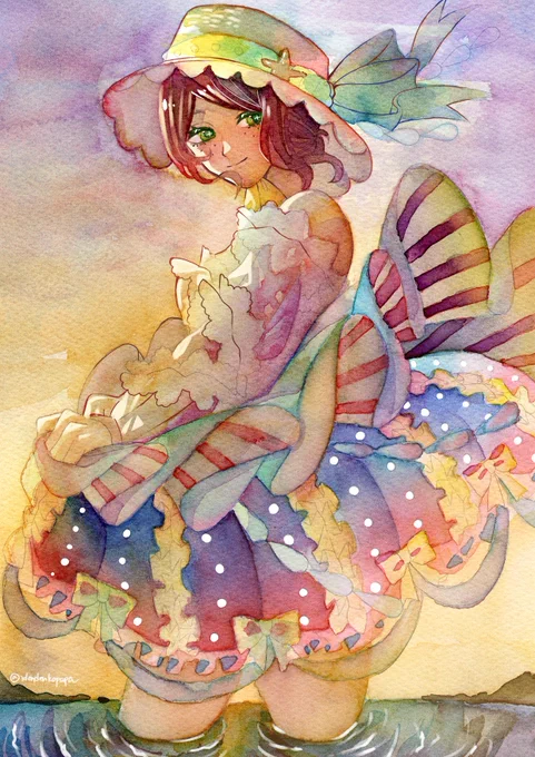 #8月の終わりにあなたの作品見せてください 水彩もデジタルもできた月でした!4枚目は途中ですが…! 