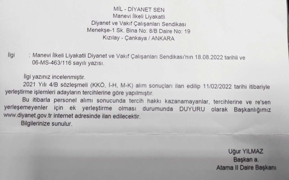 celaleddin_gul's tweet photo. İnsan Kaynakları Genel Müdürlüğü 08.08.2022 tarihli ve 116 sayılı dilekçemize aşağıdaki şekliyle cevap vermiştir. En kısa zamanda 4300 yedek aday için ek tercih hakkının verilmesini ve atanmayı bekleyen binlerce kardeşimiz için yeni bir alımın yapılmasını temenni ediyoruz. https://t.co/vBE0mj8ZnQ