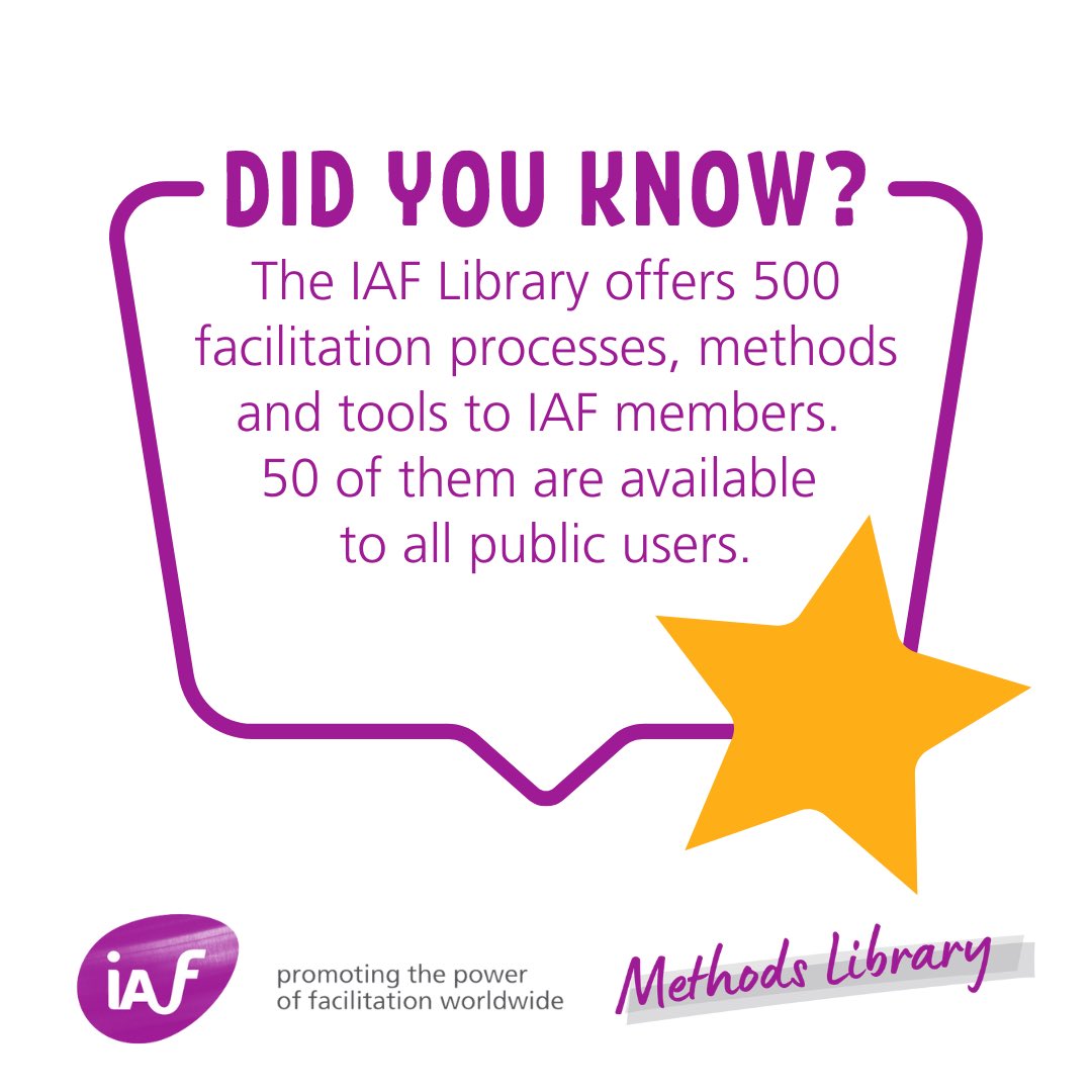 IAFacilitators's tweet photo. Did you know that 50 of the facilitation processes, methods and tools are available to all public users? Learn more about how to access the full IAF Library content: https://t.co/K51S5KmTCj https://t.co/JuY97FGwYA