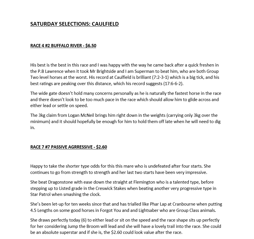 Cornwill_98's tweet image. The Spring Carnival is starting to ramp up and we are back! We'll be here every week during the Spring in both Melbourne and Sydney! 

BEST BET: Buffalo River - $6

NEXT BEST BET: Legal Esprit - $3.20 

BEST VALUE: Sebonack - $29

#GamblingTwitter 
#Memsie
