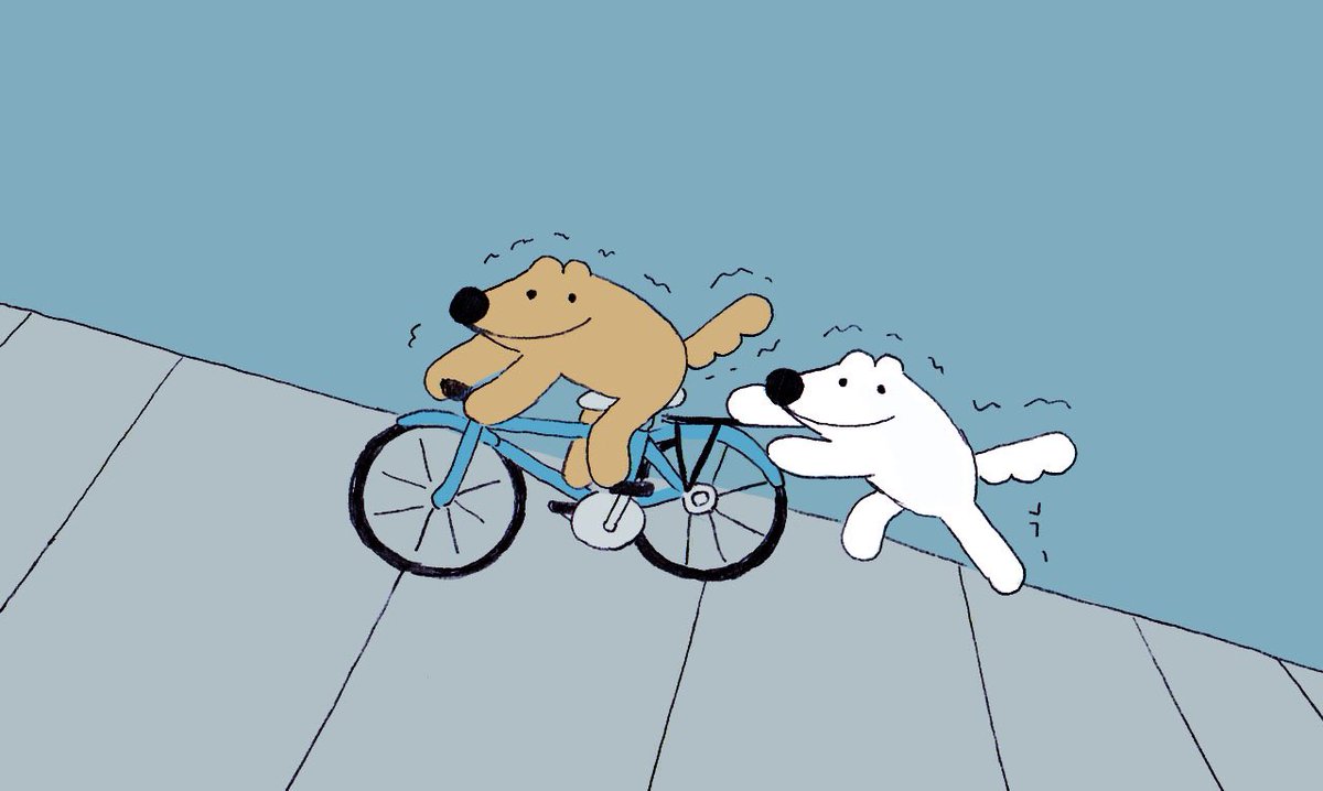 dog no humans trembling bicycle ground vehicle simple background blue background  illustration images