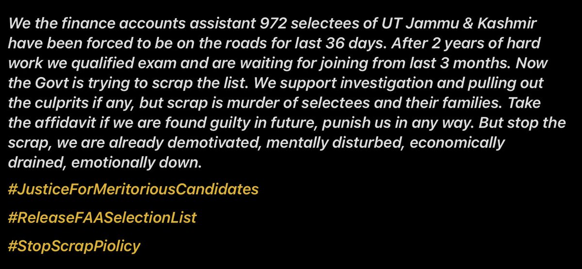 ms668591's tweet photo. @PMOIndia #JusticeforFAAselectees #kashmir #protestday44 https://t.co/ol1DUT8WHH