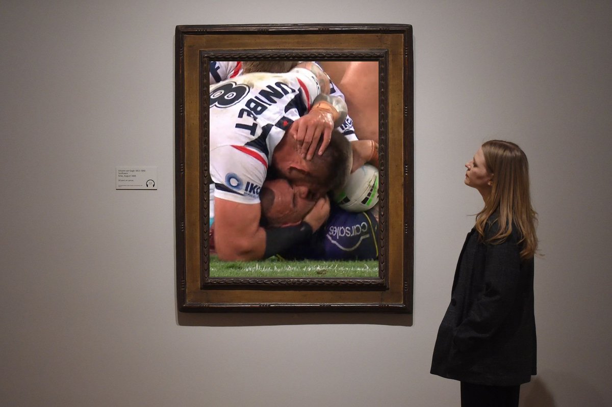 "A football kiss"

#NRLStormRoosters