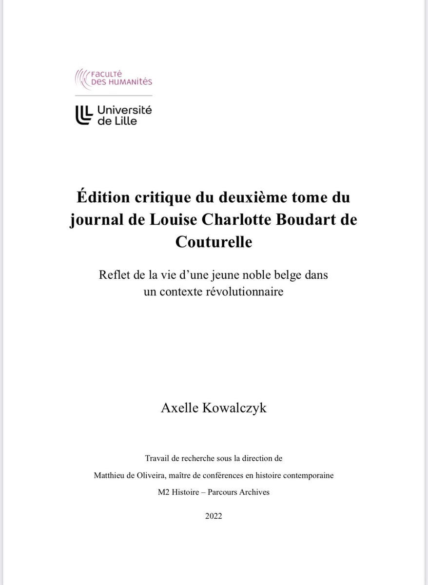 axellekd's tweet photo. Après une édition critique d’un journal intime d’une jeune belge du XVIIIe siècle et un mémoire d’insertion professionnelle sur l’accompagnement archivistique au sein d’un CCAS, la deuxième année du master Archives est terminée ! https://t.co/1dHAcfTx9t