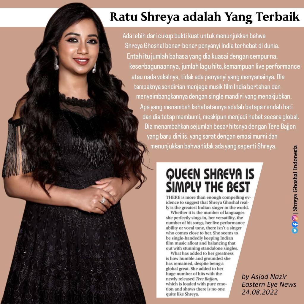 You are the best n always the best. I love u so much, my Queen @shreyaghoshal ❤️❤️
Everything written is fact. Tq for your writing @asjadnazir sir 🙏

#shreyaghoshal #queenofmelody #melodiousqueen #melodyqueen #sgian_indonesia #sgians #sgfamily  #bollywoodsinger #indiansingers