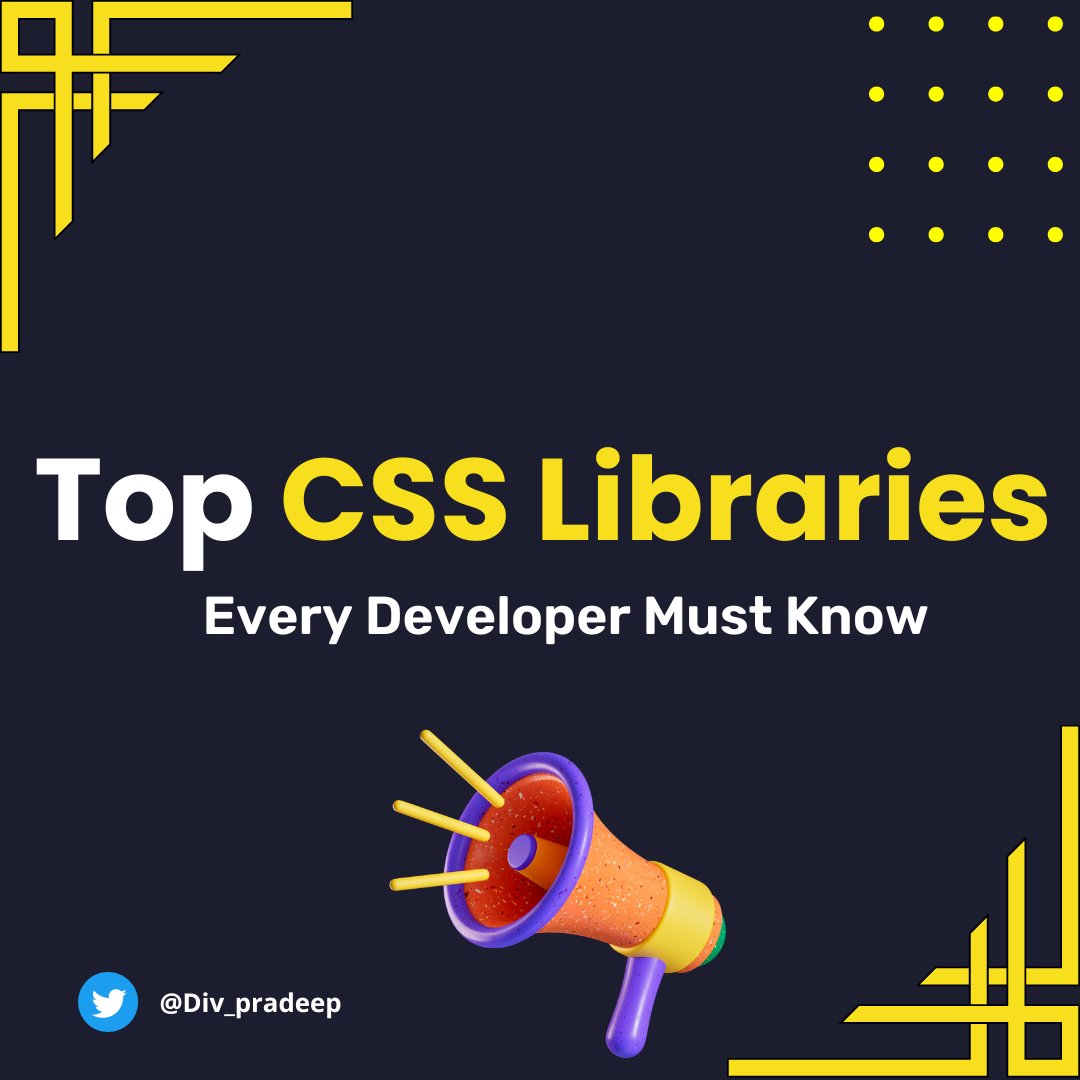 Div_pradeep's tweet image. ⚡Top CSS Libraries for Website Design:🧵👇🏻