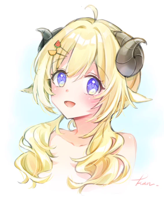 二つ結びのひつじ#つのまきあーと 