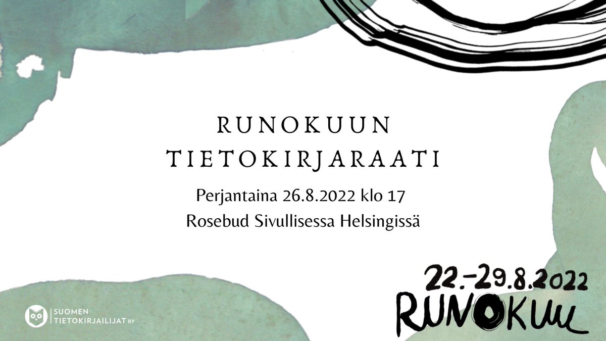 Tietokirjailija's tweet photo. Tervetuloa Runokuun Tietokirjaraatiin tänään klo 17 Rosebud Sivulliseen ja striimin ääreen! Linkki striimiin: https://t.co/LOtv30IW0p Lisätiedot: https://t.co/2ljxN0dq2g #faktahommissa #runokuu #kirjatwitter https://t.co/0KmDEg9nhr
