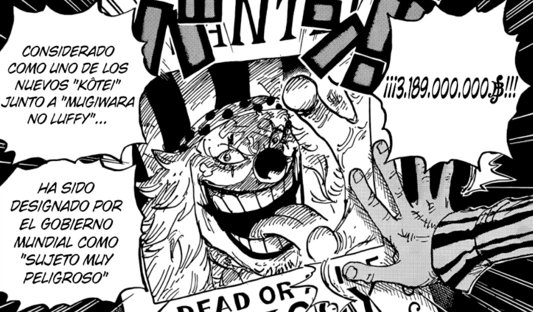 RosinanteDQ's tweet photo. Las recompensas de éstos tres son un juego de palabras con sus nombres:

Crocodile: 1.965 = Sen Ku Ro Ko.
Mihawk: 3.59 = Mi Go Ku.
Buggy: 3.189, el 8 y el 9 se pueden leer como Ba Gi.

Me encanta cuando Oda hace esto con las recompensas XD. #ONEPIECE1058 https://t.co/t5jzphwvM7
